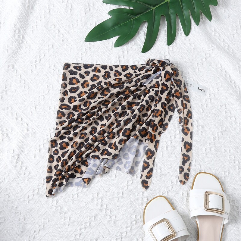 

Leopard Tie Side Cover Up, Multicolor