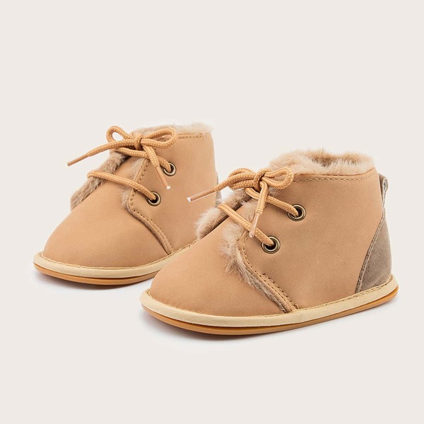 

Baby Girl Lace Up Front Warm Ankle Boots, Brown