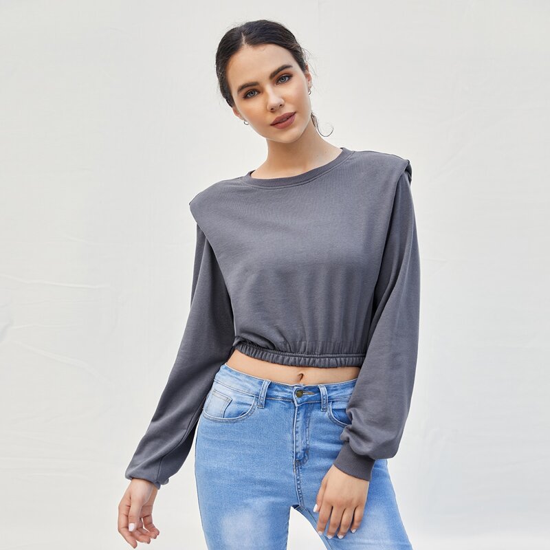 

Padded Shoulder Pullover, Dark grey