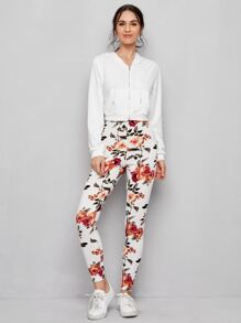 SHEIN Clasi 花卉圖案緊身褲 - 彩色 - 查看 4