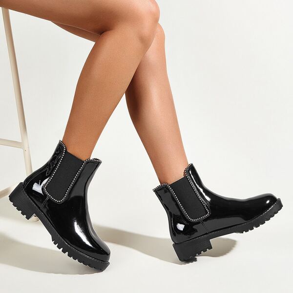 

Beaded Decor Chelsea Boots, Black