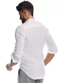 Manfinity RSRT Men Stand Neck Button Up Shirt - White - View 2