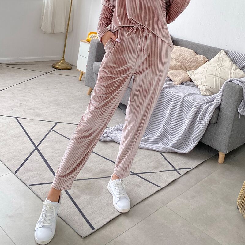 

Knot Waist Velvet Sleep Pants, Dusty pink