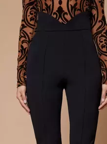 Firerie Notch Wide Waistband Skinny Pants - Black - View 4