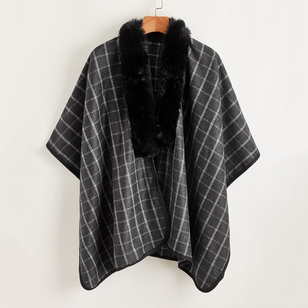 

Plaid Pattern Shawl Scarf, Black