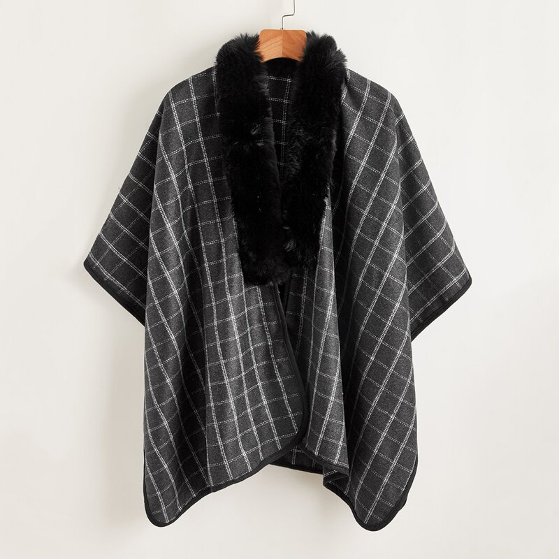 

Plaid Pattern Shawl Scarf, Black