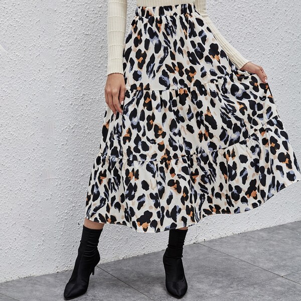 

All Over Print Tiered Skirt, Multicolor