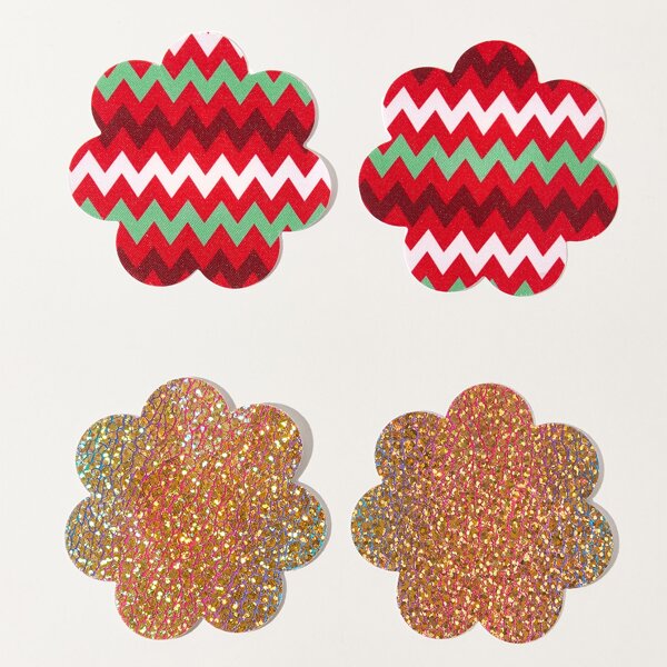 

2pairs Flower Shaped Nipple Cover, Multicolor