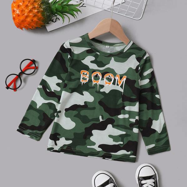 

Toddler Boys Camo And Letter Graphic Tee, Multicolor