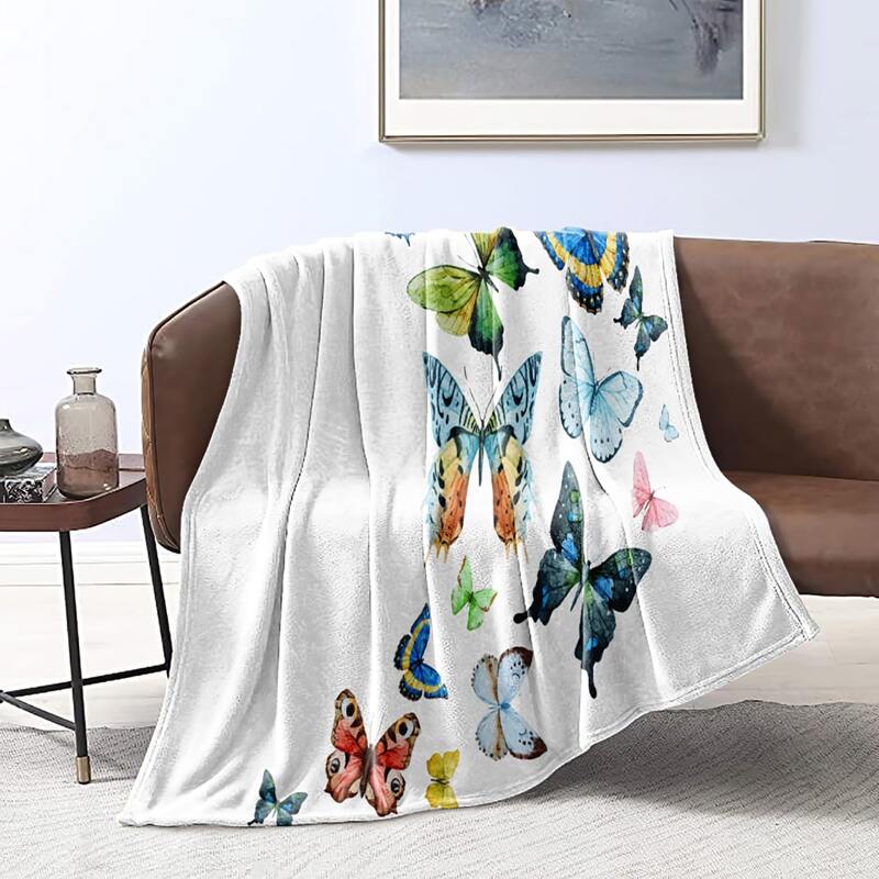 

Butterfly Print Blanket, White