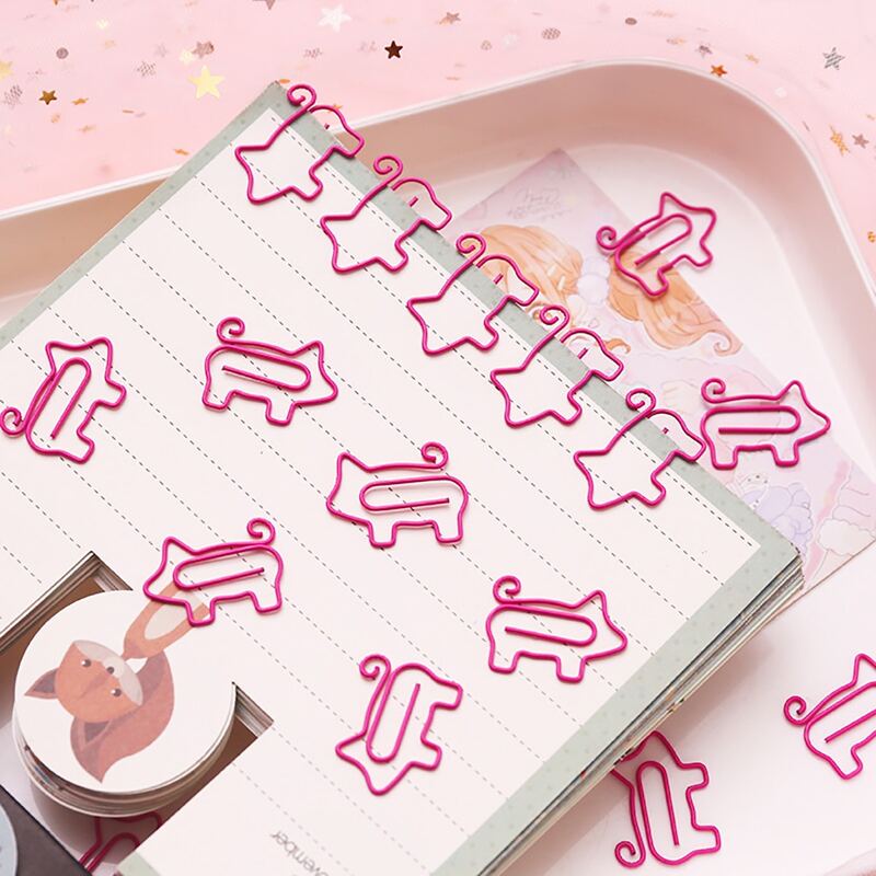 

10pcs Cartoon Design Paper Clip, Pink