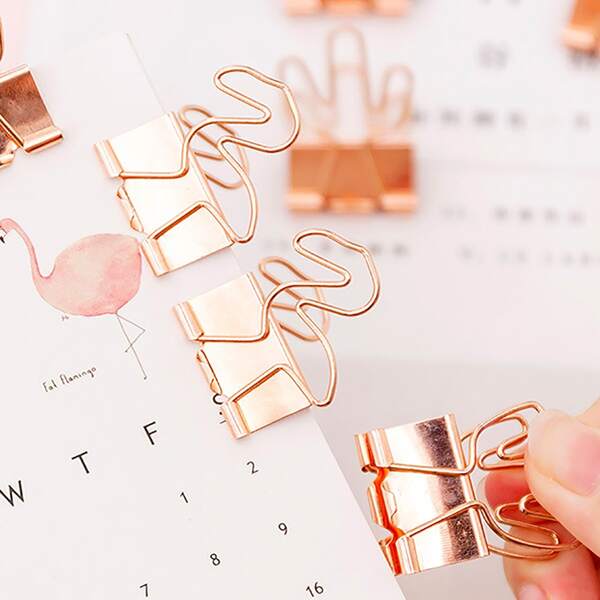 

4pcs Random Metal Binder Clip, Rose gold