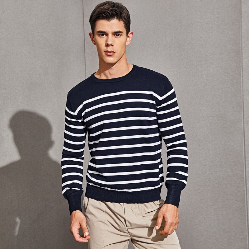 

Guys Striped Sweater, Blue and white