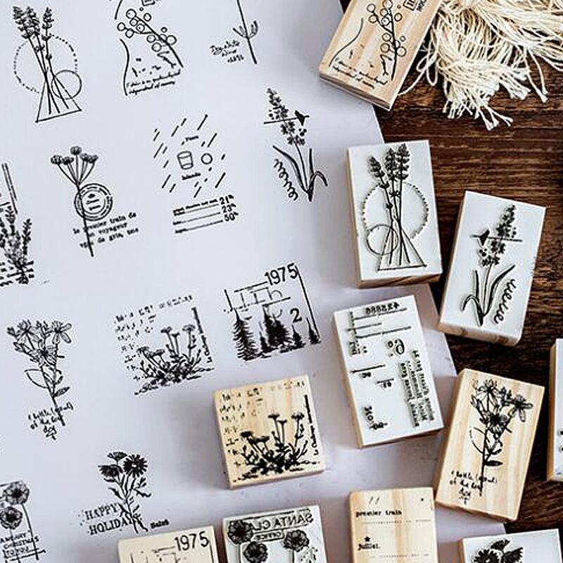 

1pc Random Plant Pattern Stamp, Khaki