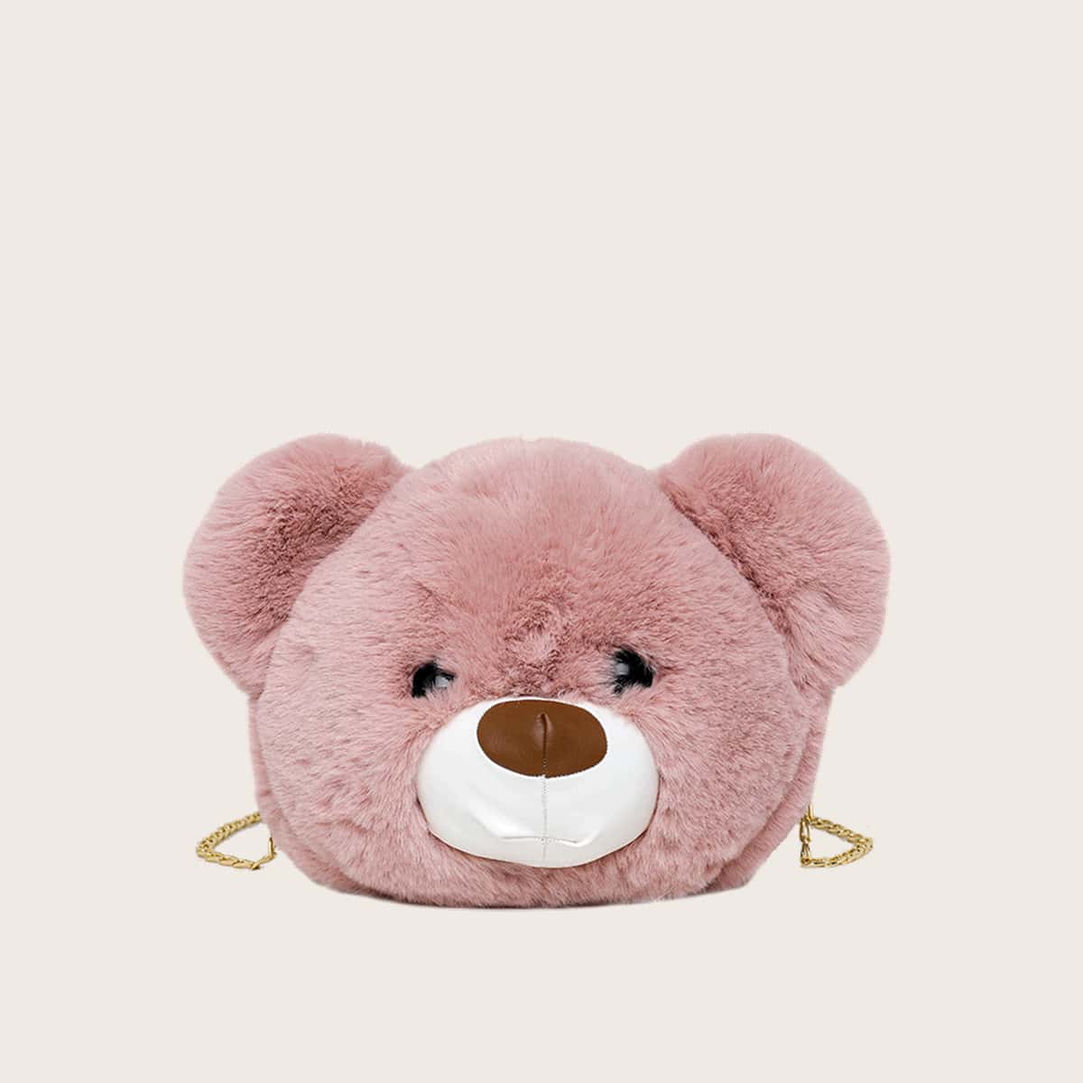 

Bear Fluffy Crossbody Bag, Dusty pink
