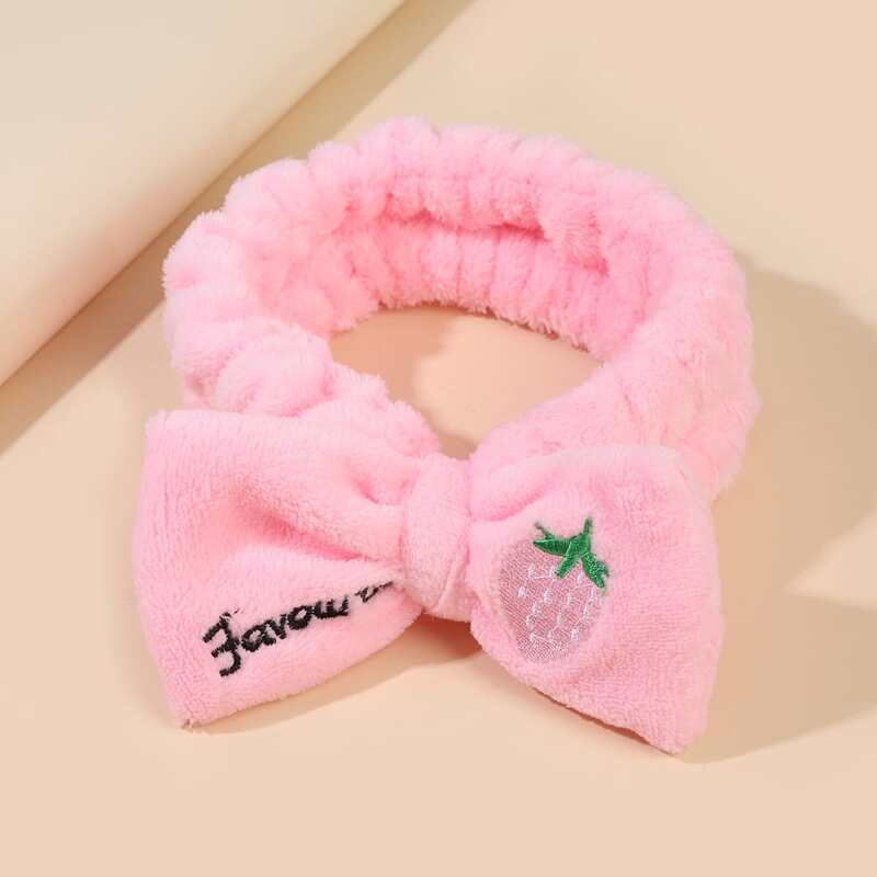 

1pc Fluffy Bow Headband, Pink