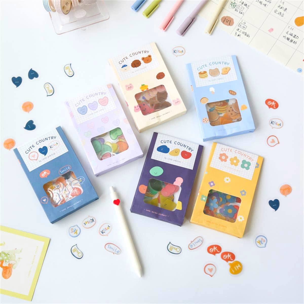 

40pcs 1 Box Random Cartoon Graphic Sticker, Multicolor