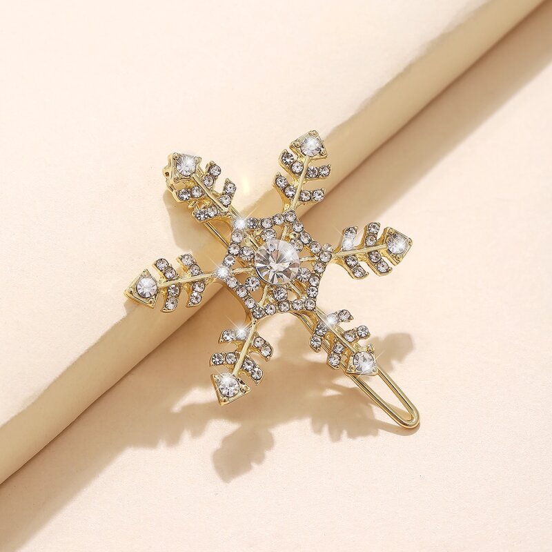 

1pc Rhinestone Snowflake Hair Clip, Gold