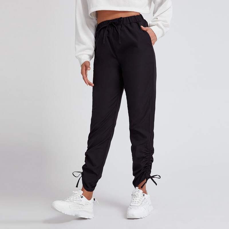 

Solid Drawstring Joggers, Black