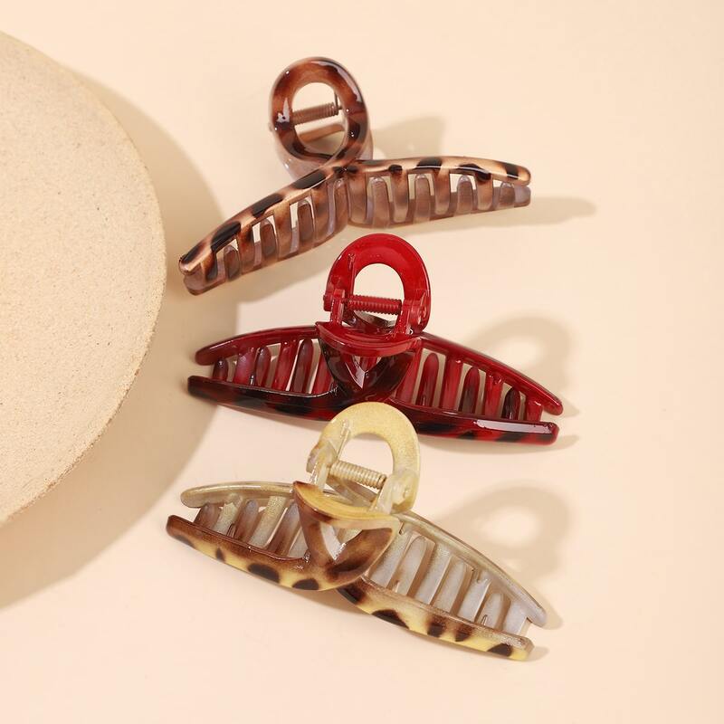 

3pcs Leopard Print Hair Claw, Multicolor