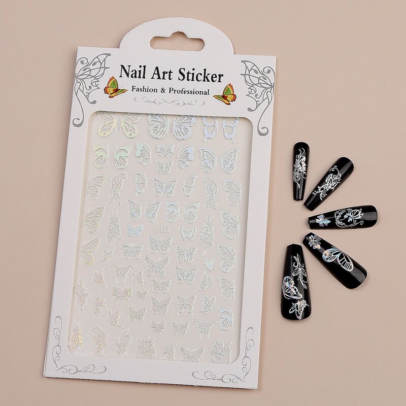 

1sheet Butterfly Pattern Nail Art Sticker, Silver