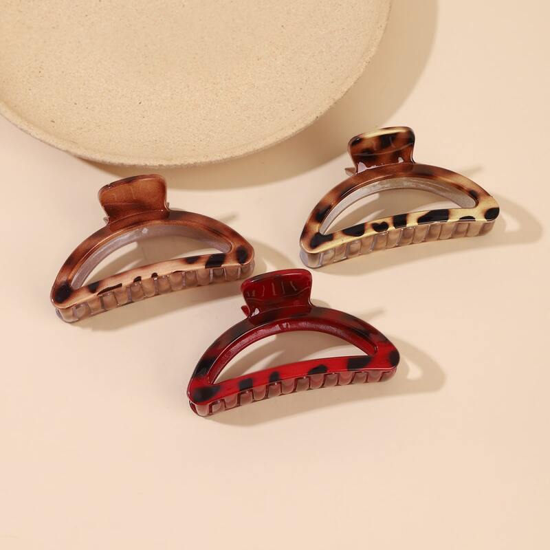 

3pcs Leopard Print Hair Claw, Multicolor