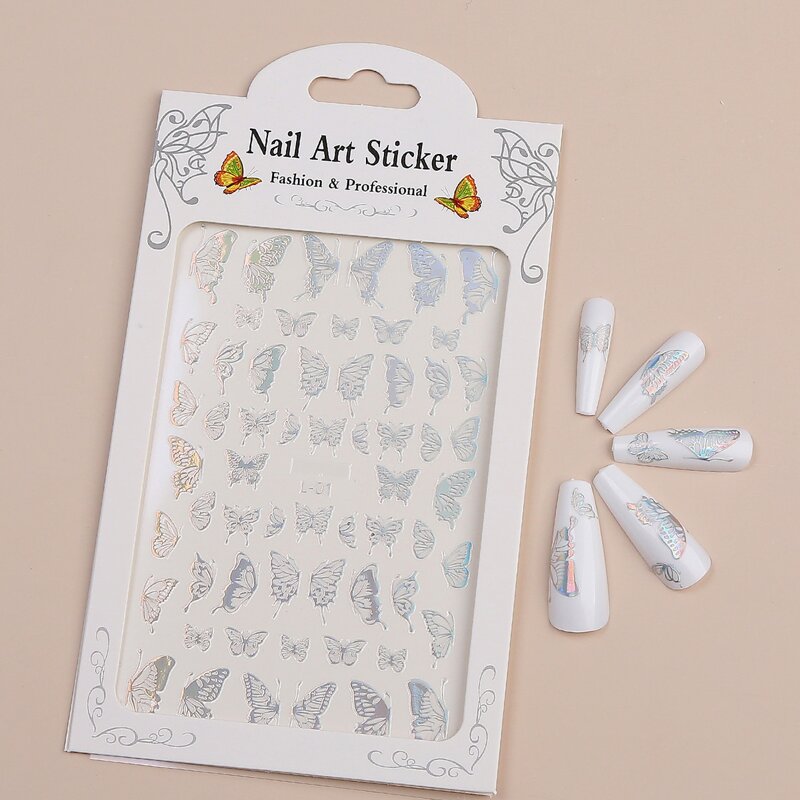 

1sheet Butterfly Pattern Nail Art Sticker, Silver