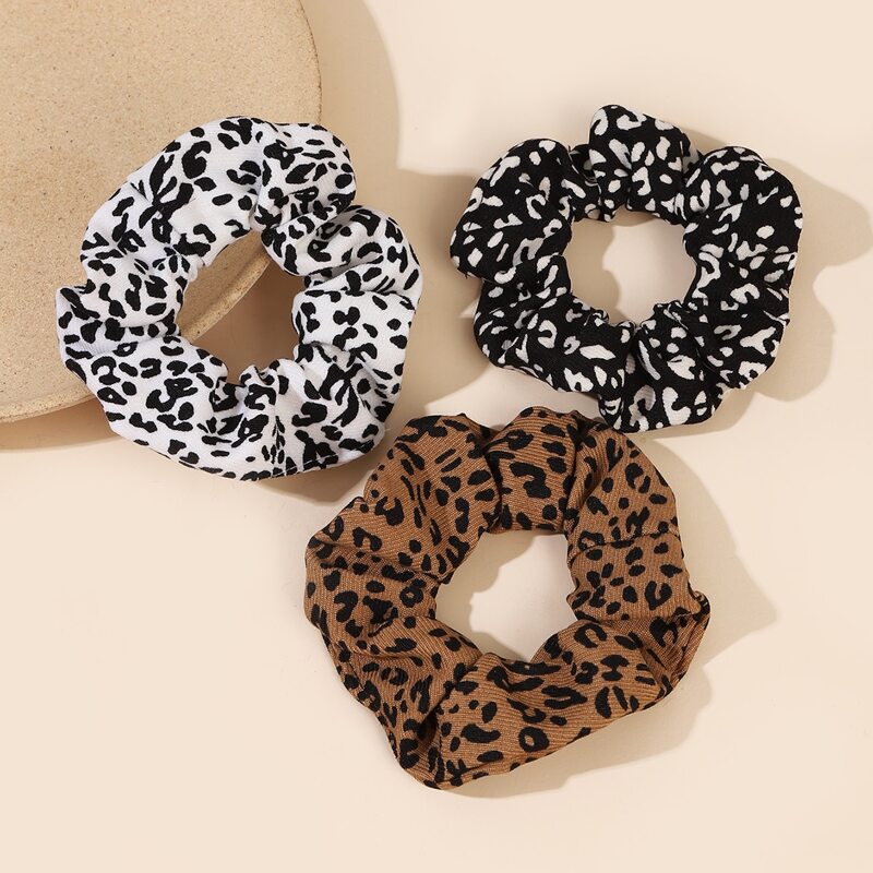 

3pcs Leopard Print Scrunchie, Multicolor