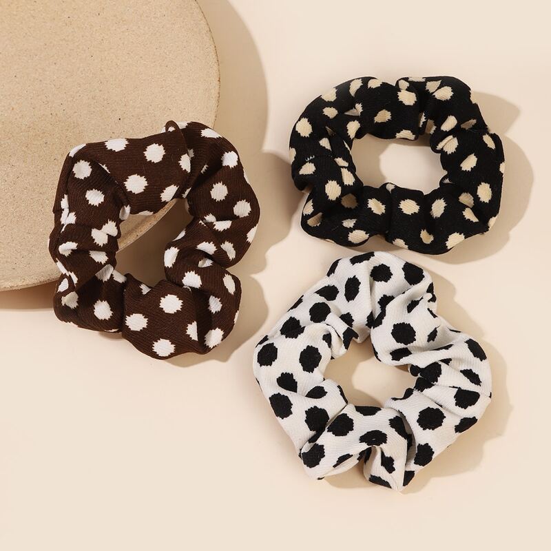 

3pcs Allover Print Scrunchie, Multicolor