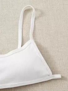 Rib Thong Bikini Set Summer Beach - White - View 3