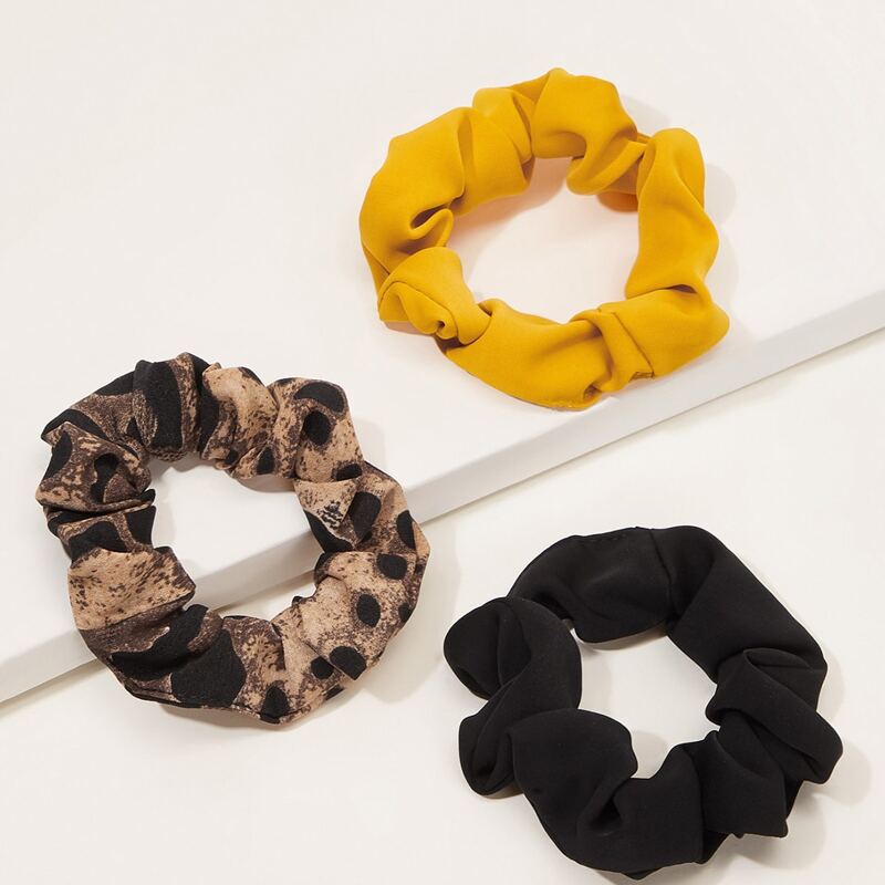 

3pcs Allover Print Hair Tie, Multicolor