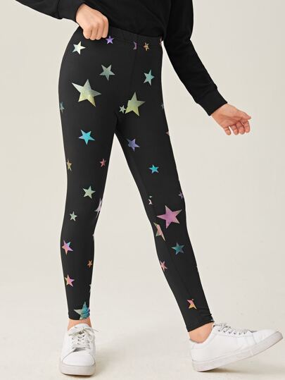 طماق بطباعة نجم وبخصر مطاط للبنات