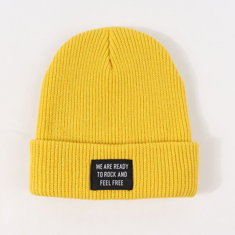 

Slogan Label Beanie, Yellow
