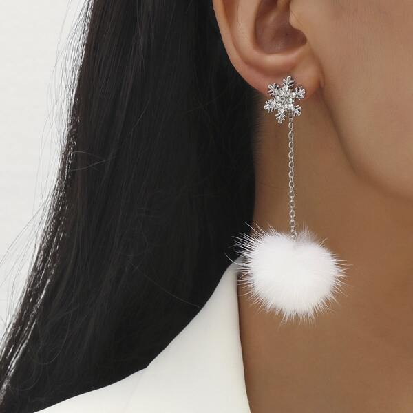

Christmas Snowflake Drop Earrings, White