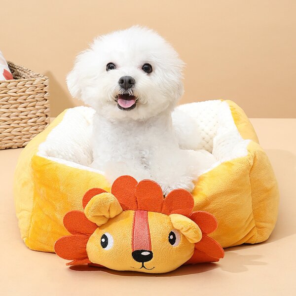 

Cartoon Lion Design Dog Bed, Yellow