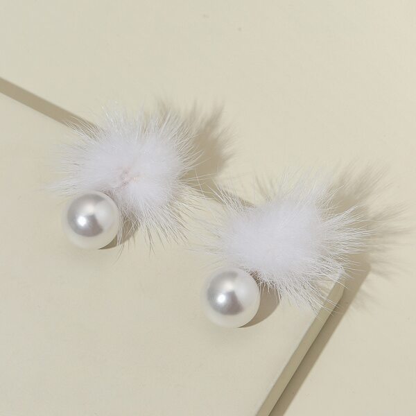 

Pom Pom Faux Pearl Drop Earrings, White