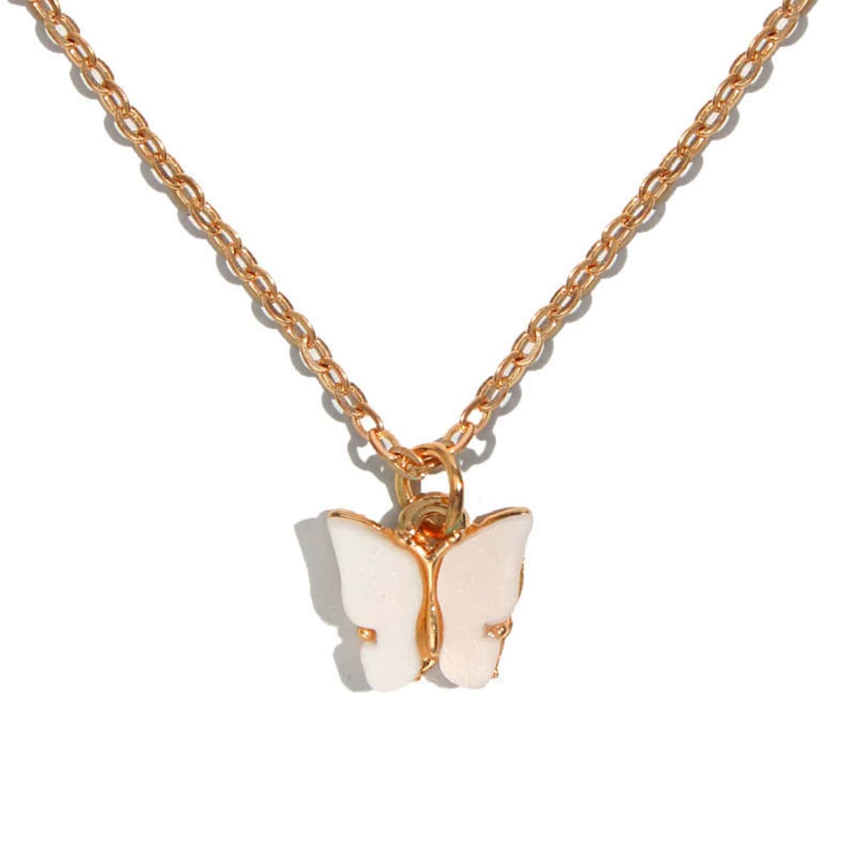 

Butterfly Chain Necklace, Beige
