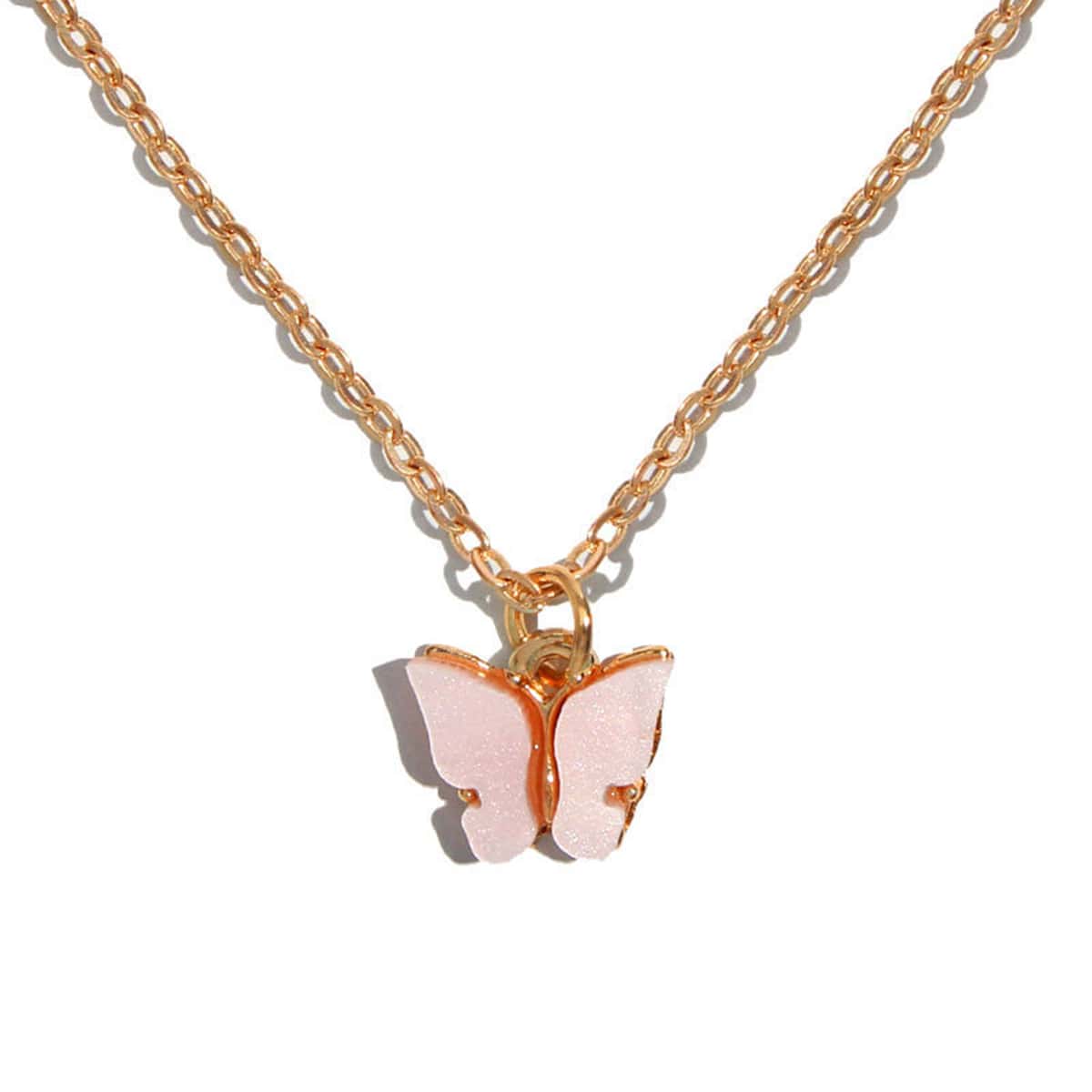 

Butterfly Chain Necklace, Pink