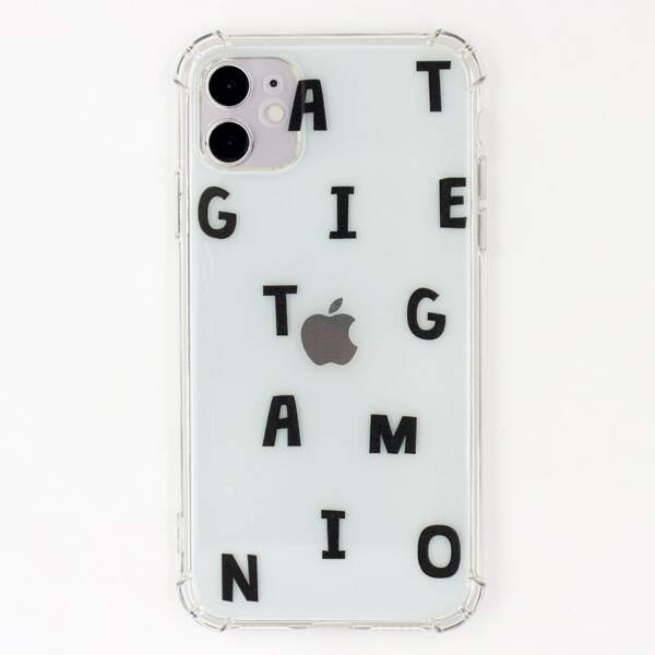 

Letter Graphic Clear iPhone Case, Black clear