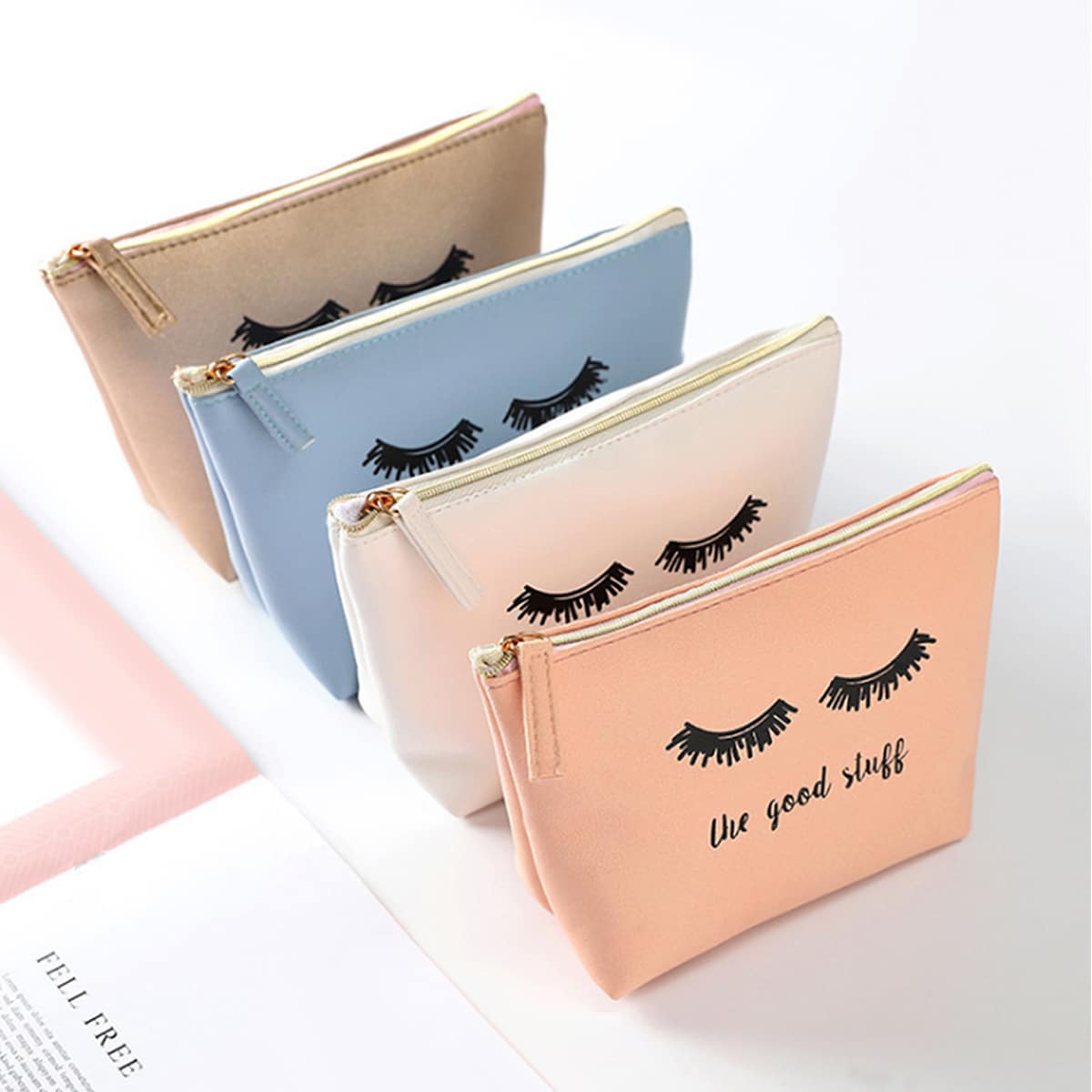 

1pc Random Eyelash Graphic Makeup Bag, Multicolor