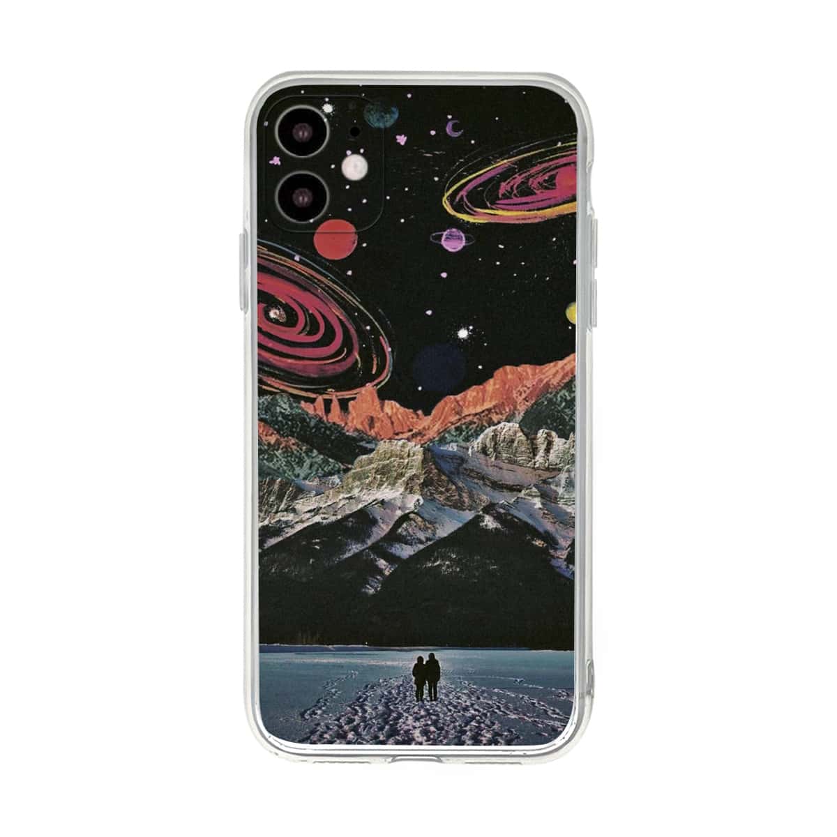 

Planets & Mountains Pattern iPhone Case, Multicolor