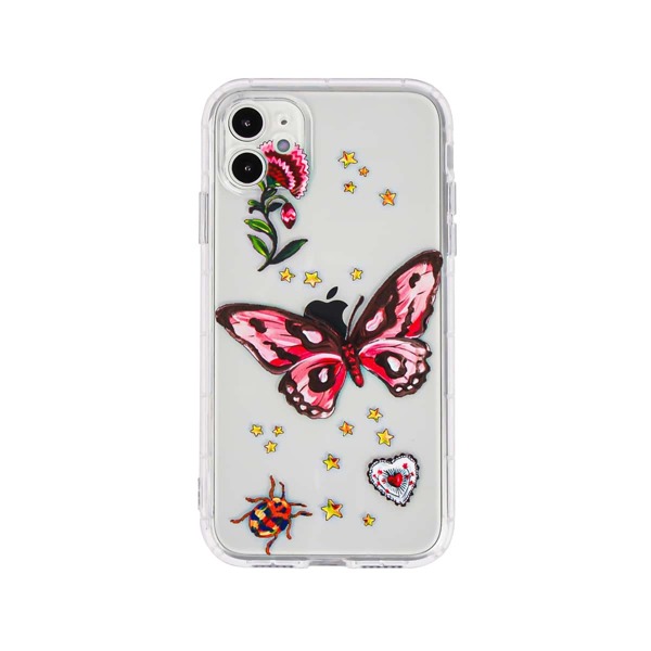 

Butterfly Print Clear iPhone Case, Multicolor