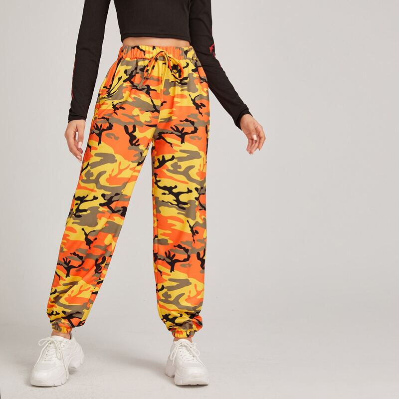 

Camo Tie Front Joggers, Multicolor