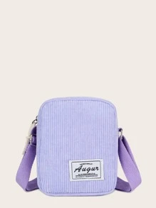 Mini Ribbed Corduroy Crossbody Bag - Purple - View 1