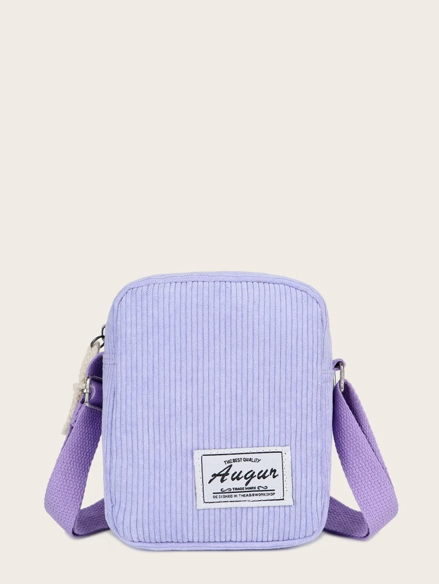 Mini Ribbed Corduroy Crossbody Bag - Purple - View 1