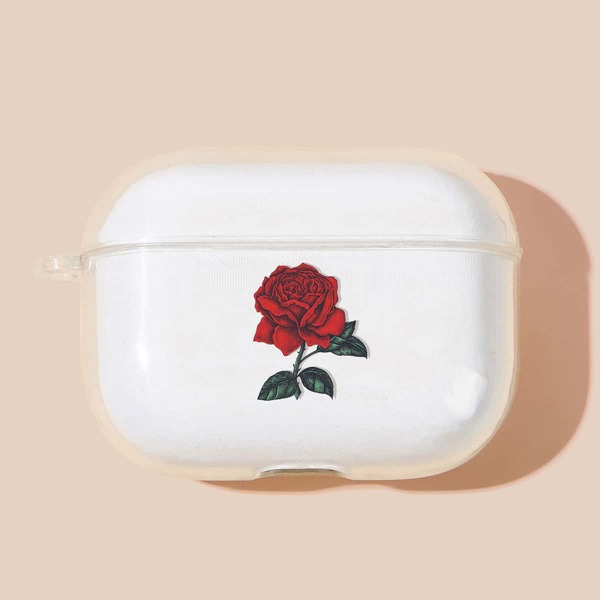 

Rose Print Clear  Case, Red clear
