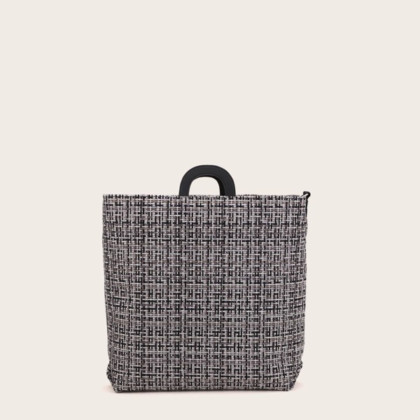 

Large Capacity Tweed Tote Bag, Multicolor