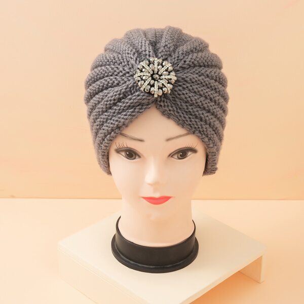 

Plain Knit Turban Hat, Grey