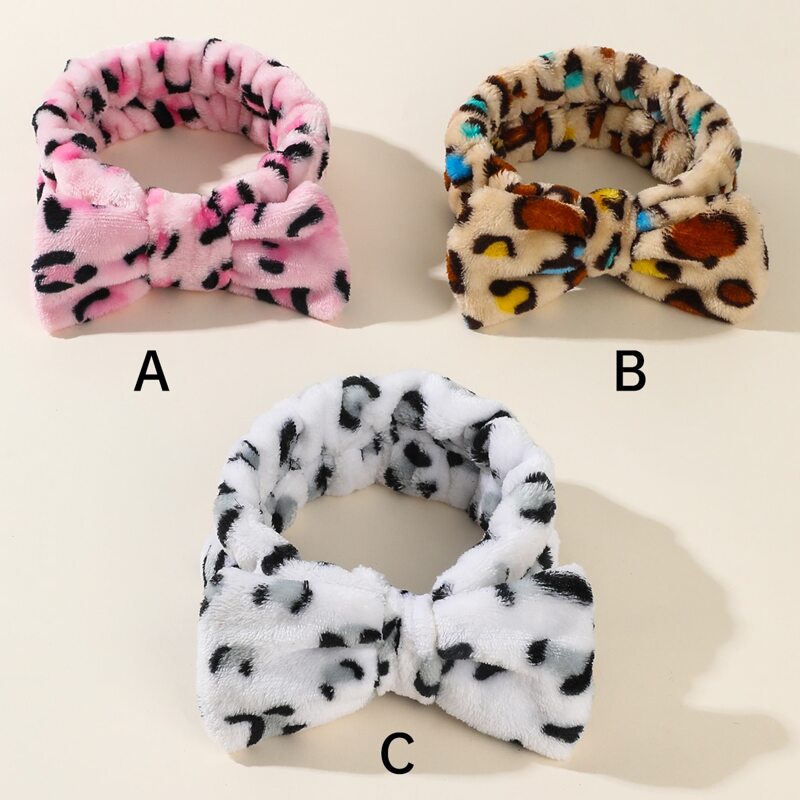 

1pc Leopard Fluffy Bow Headband, Multicolor