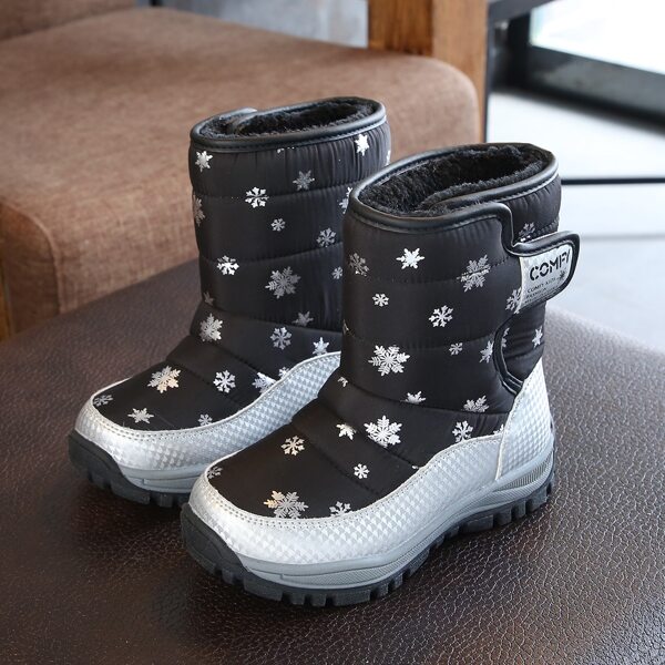 

Toddler Boys Snowflake Print Snow Boots, Black